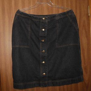 Ralph Lauren Jeans Co. Black Denim Skirt Button Front Cotton 16W